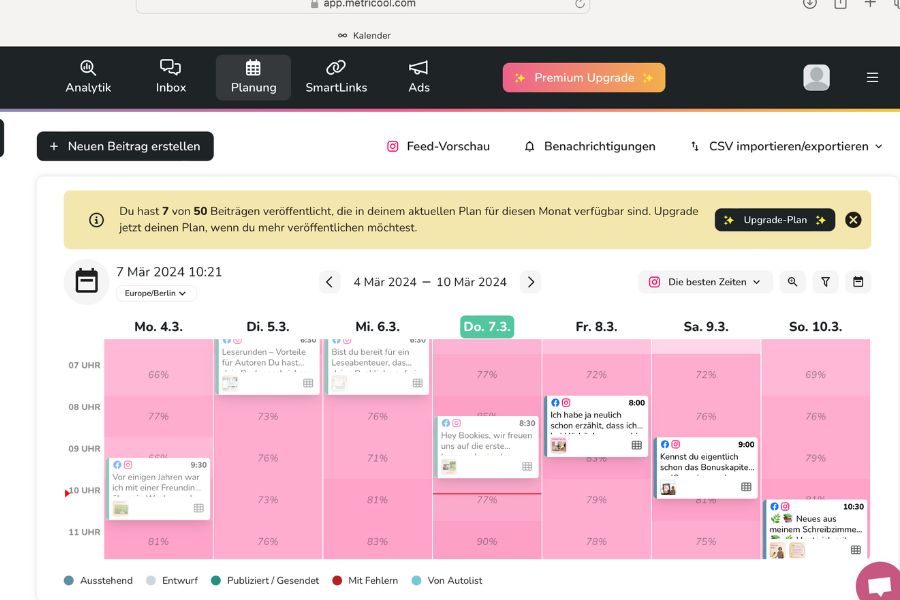 Social Media planen mit Metricool