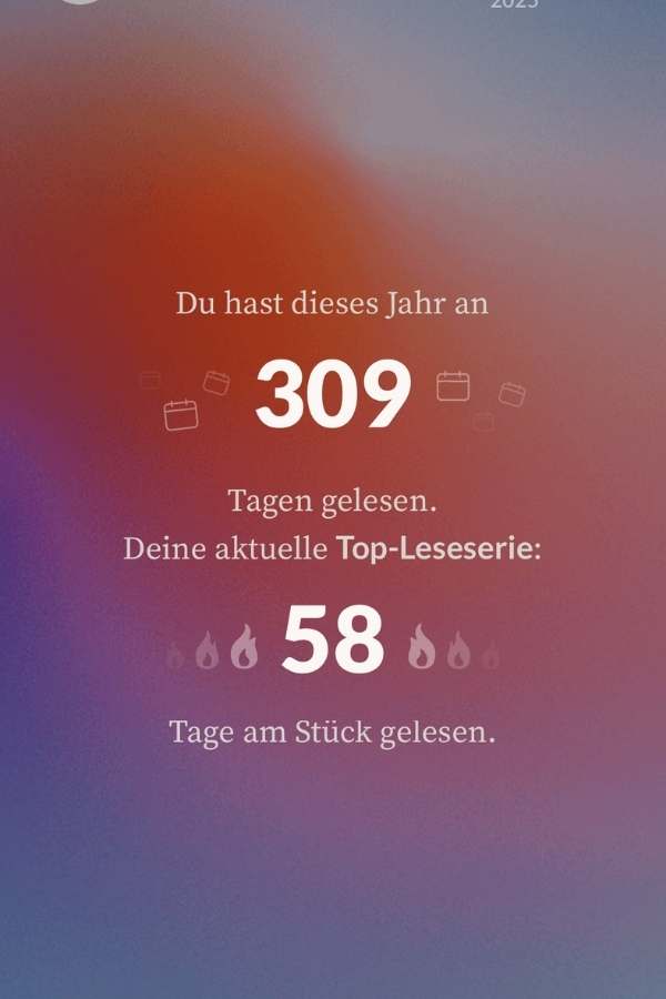 Reado App: Gelesen an 309 Tagen